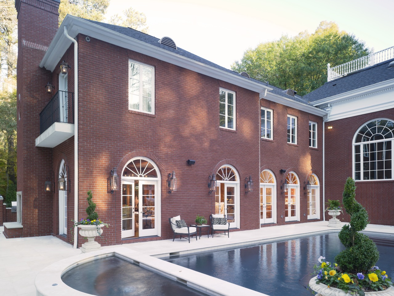 View of classical home &amp; kitchen elevation, estate, facade, home, house, property, real estate, roof, siding, window, red, white