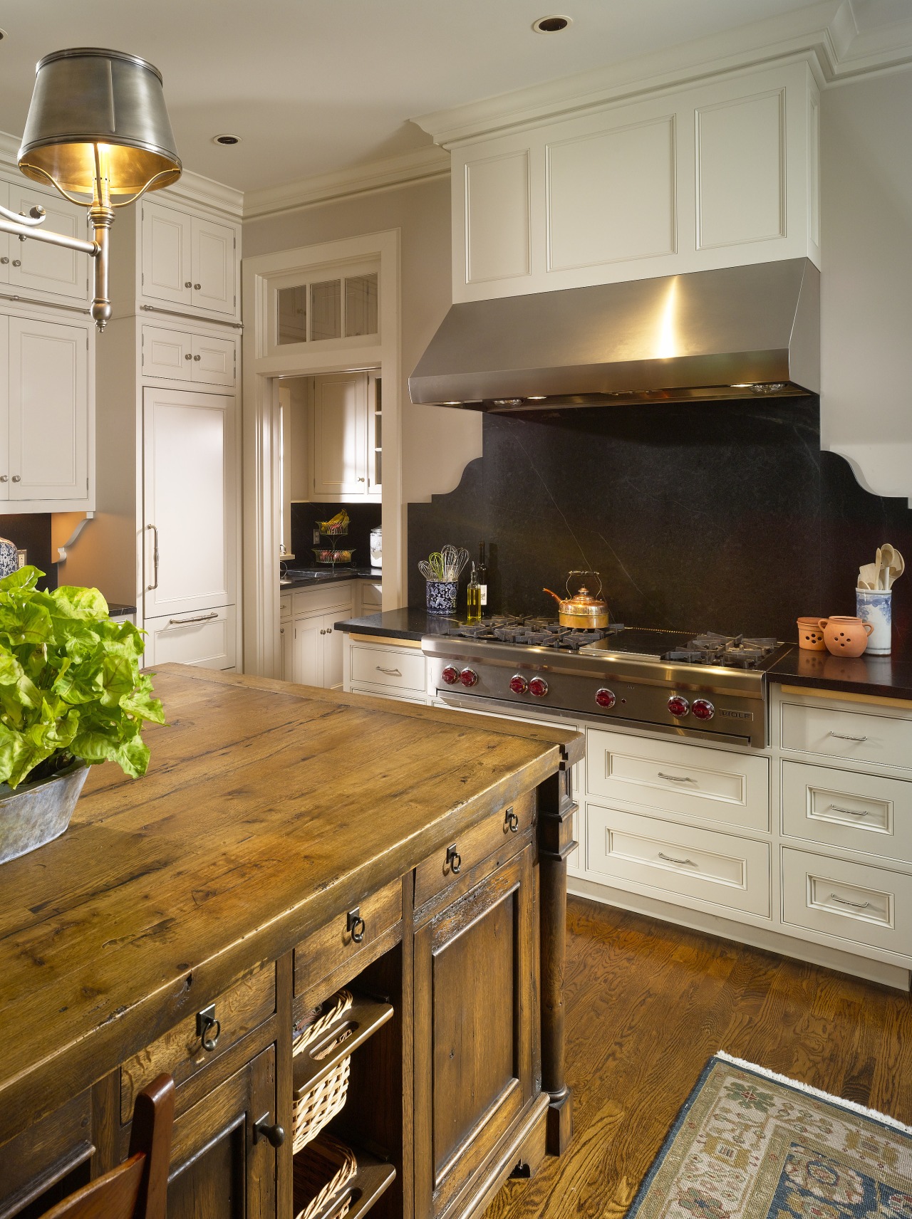Large traditional kitchen by Architect Keith Summerour cabinetry, countertop, cuisine classique, floor, flooring, hardwood, home, interior design, kitchen, laminate flooring, room, wood flooring, brown, gray