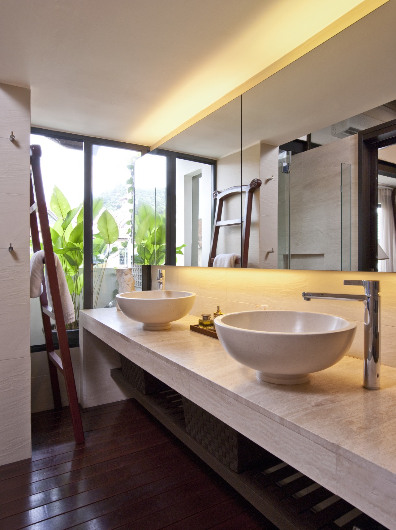 Close up view of the bathroom sinks &amp; architecture, bathroom, interior design, real estate, room, sink, gray