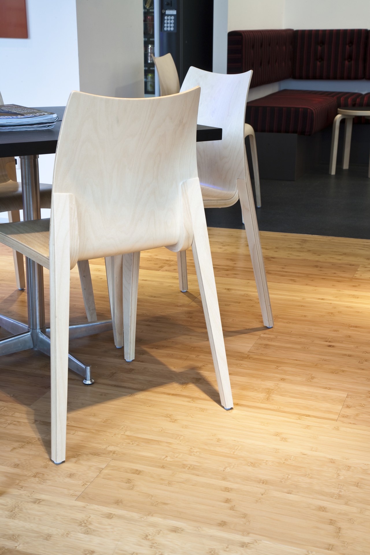 View of the staff room of the BNZ chair, floor, flooring, furniture, hardwood, laminate flooring, plywood, product design, table, wood, wood flooring, wood stain, orange, white