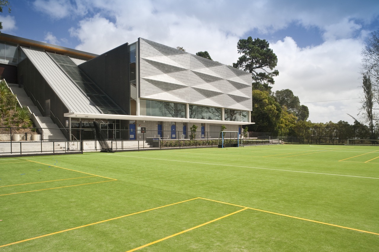 Exterior view of the St Kents' Jubliee Sports artificial turf, campus, estate, grass, house, lawn, leisure centre, plant, property, real estate, sport venue, sports, stadium, structure, green, white