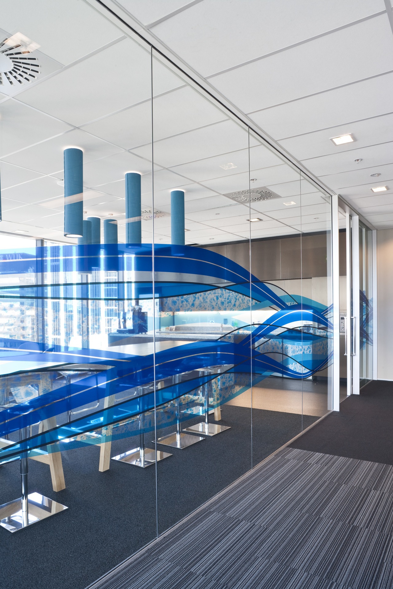 View of office spaces at the Deloitte Centre architecture, ceiling, glass, interior design, leisure centre, structure, white