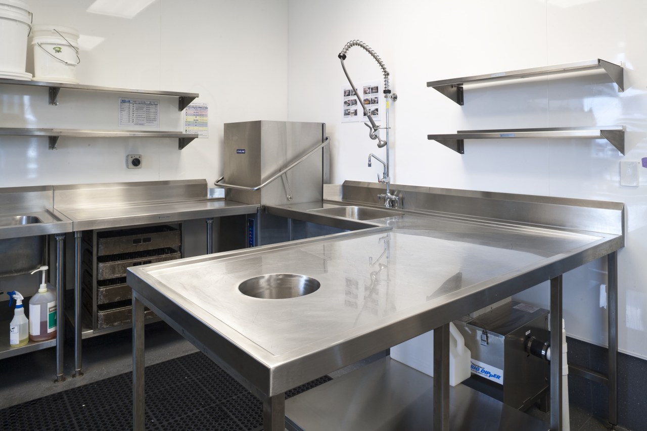 Commercial Kitchen countertop, interior design, kitchen, product design, white, gray