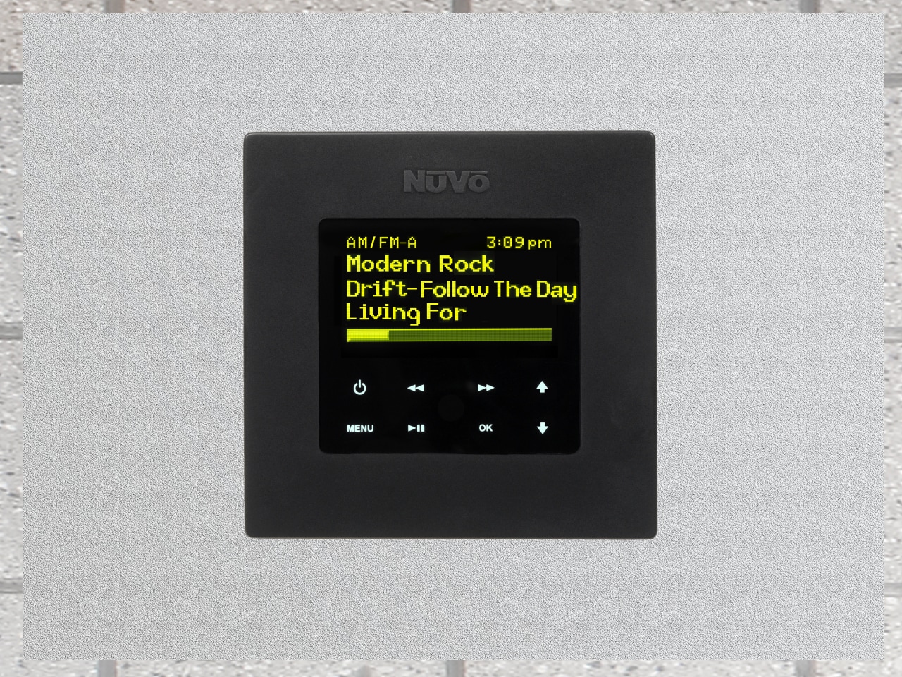 view of home audio and visual control by electronic device, electronics, font, product design, technology, white, black