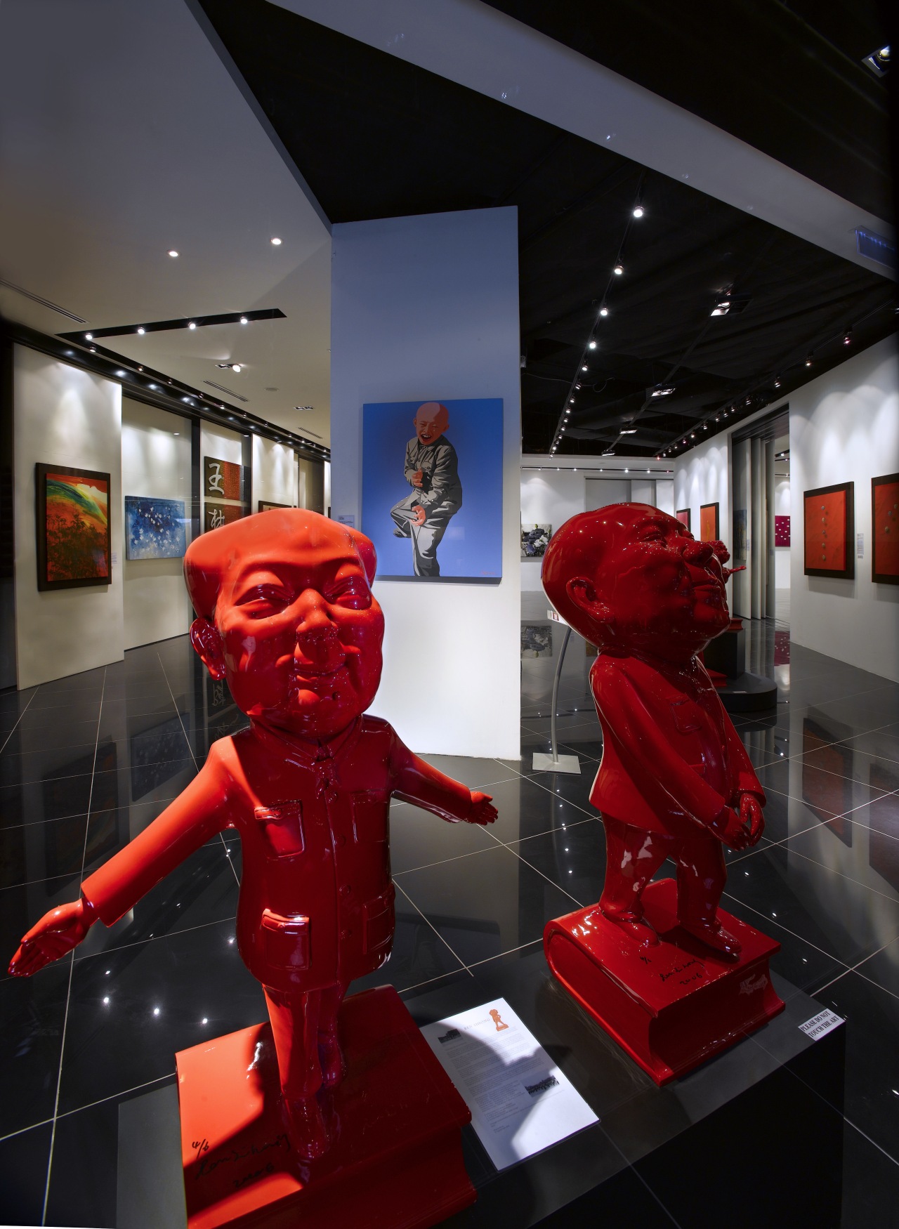 Interior view of the Art Gallery by Designworx, display window, exhibition, interior design, technology, black, red