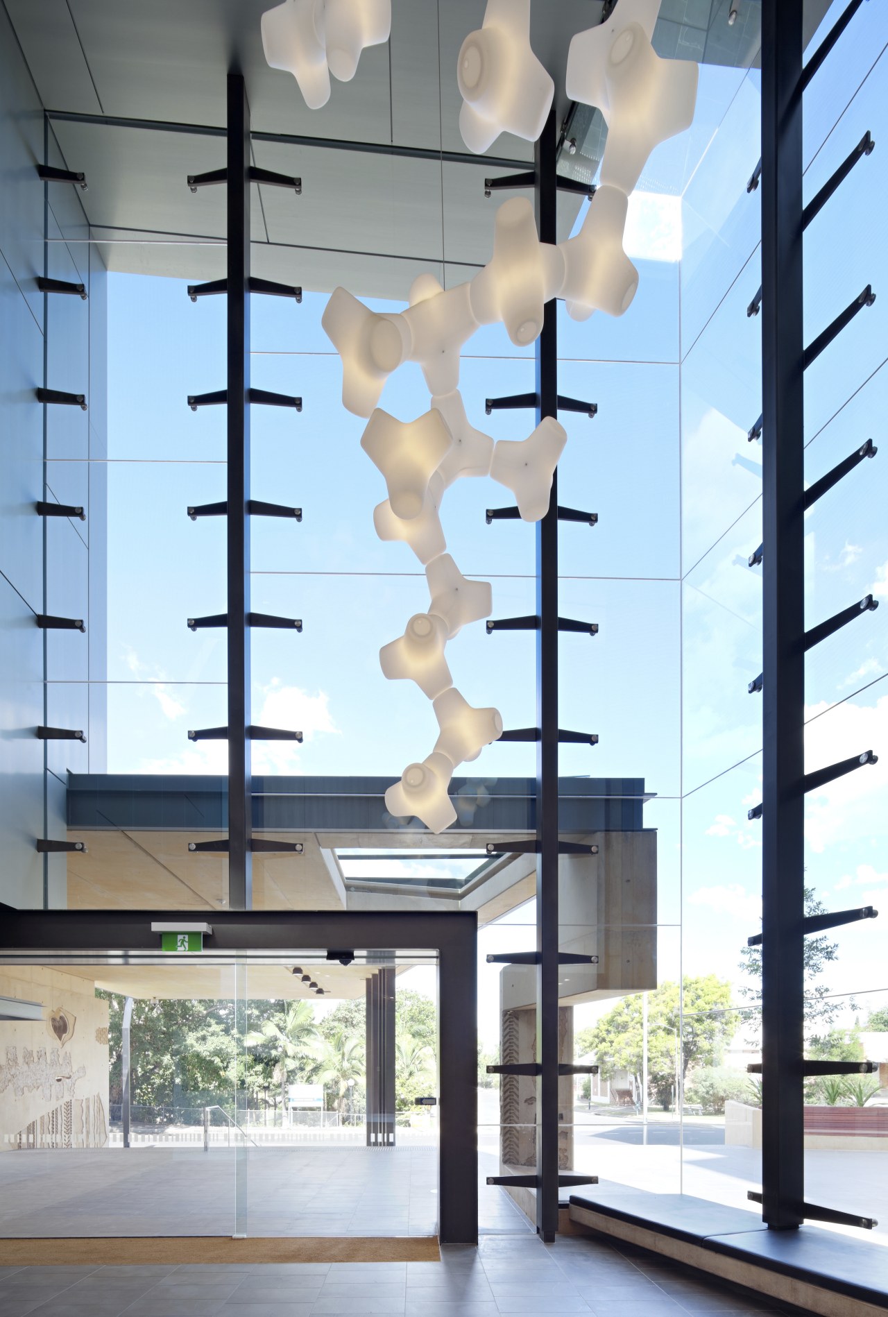 QLD Department of Justice and Attorney glass, white