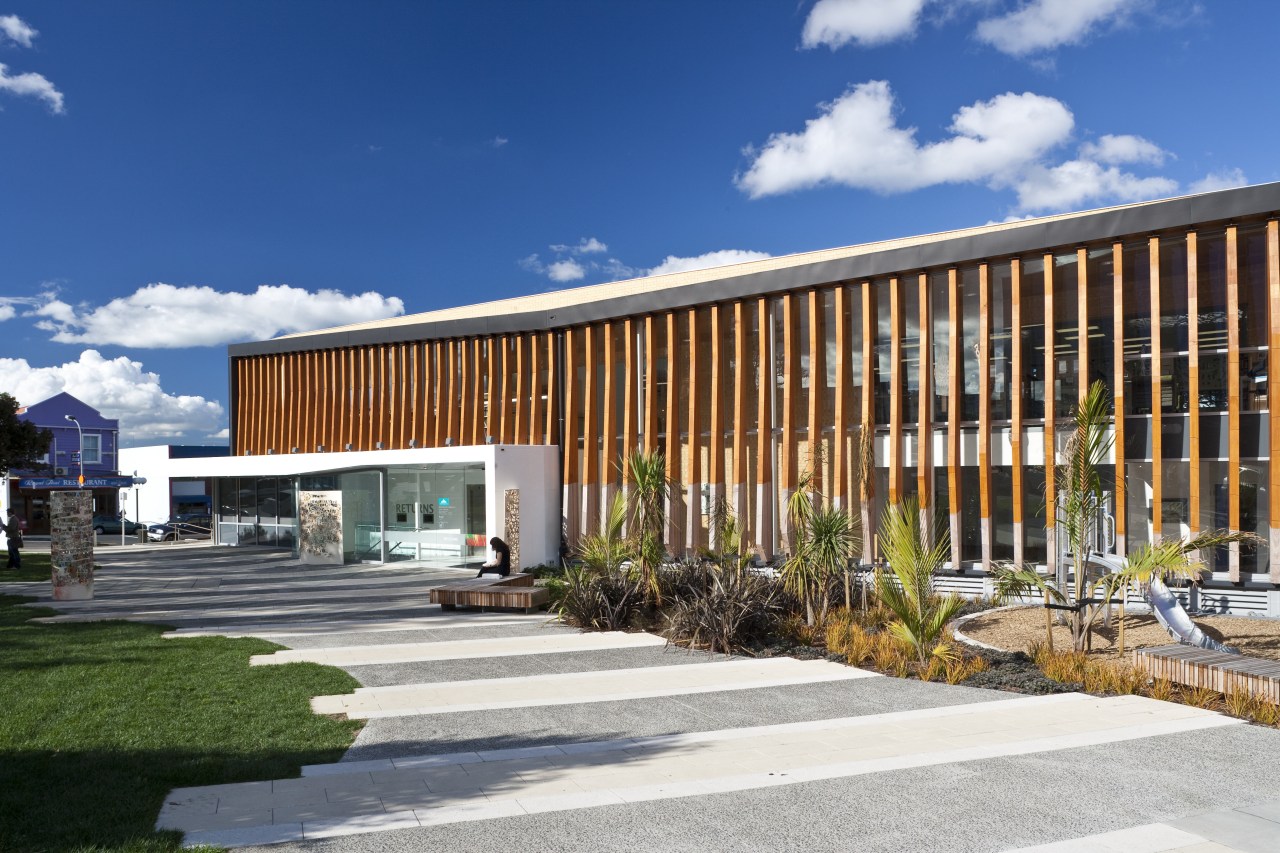 Birkenhead library Auckland, NZ. architecture, commercial building, corporate headquarters, estate, facade, home, house, property, real estate, residential area, sky