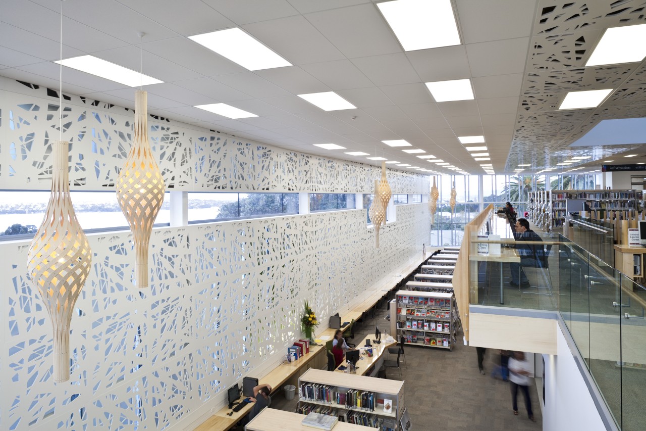 Birkenhead Library, Auckland, NZ daylighting, institution, white, gray