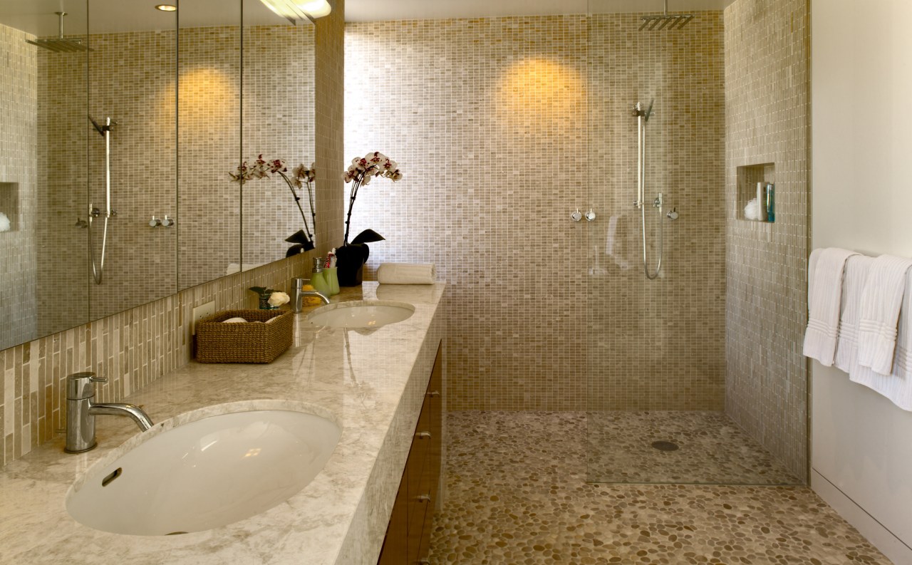 View of the bathroomcarrillo_horizon_0910-104_v1 bathroom, floor, flooring, interior design, plumbing fixture, room, tile, wall, brown