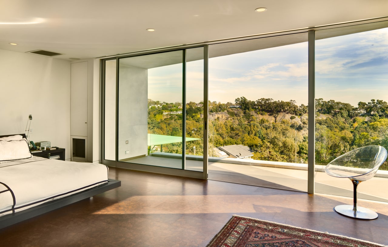 View of the contemporary bedroomcarrillo_horizon_0910-118_v1 door, estate, house, interior design, property, real estate, window, orange