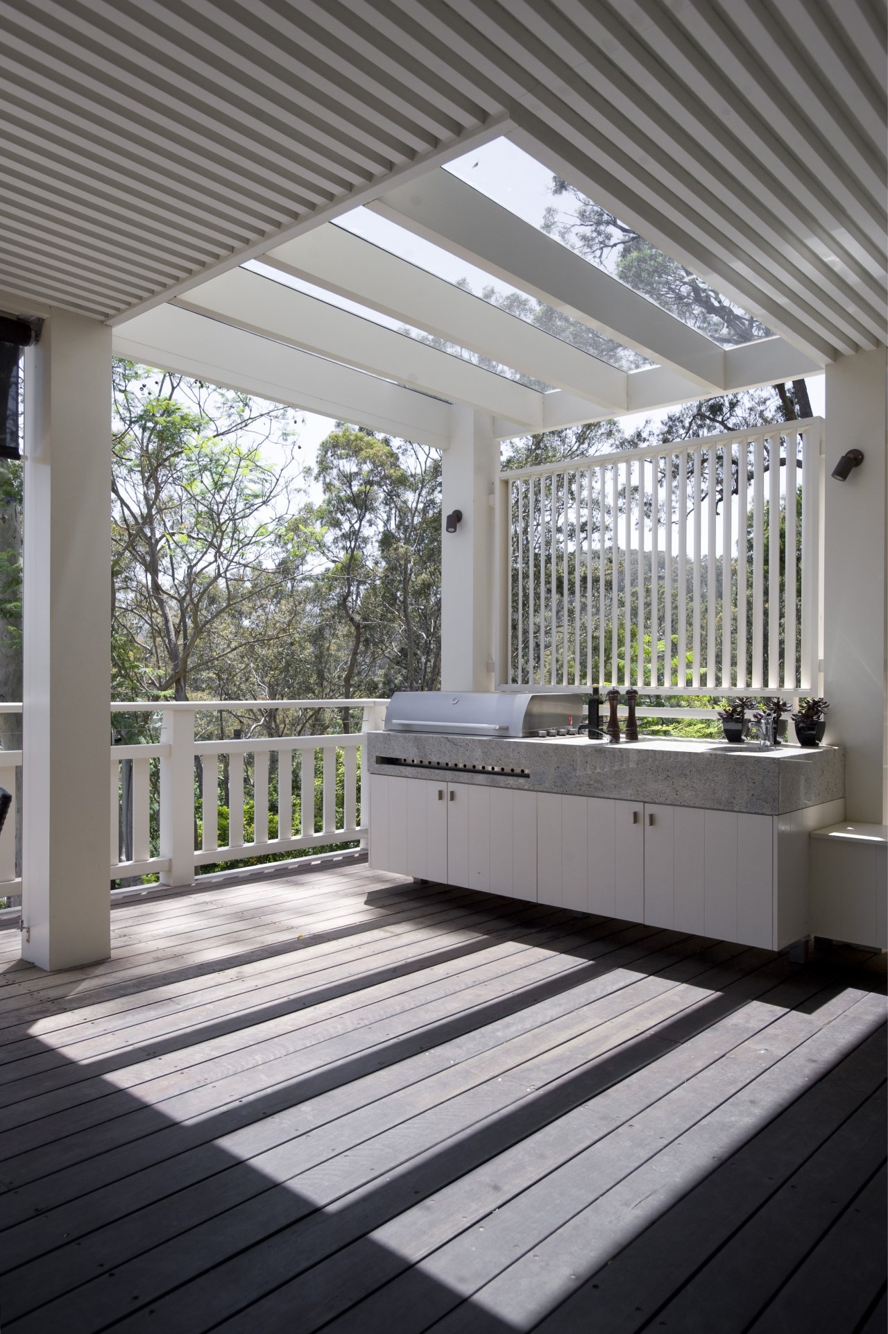 Patio of a typical Sydney beach house by architecture, daylighting, deck, outdoor structure, structure, gray