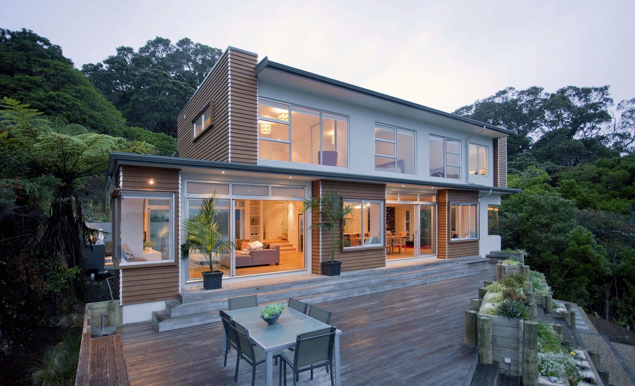 Exterior view of the decking area architecture, cottage, elevation, facade, home, house, property, real estate, roof, siding