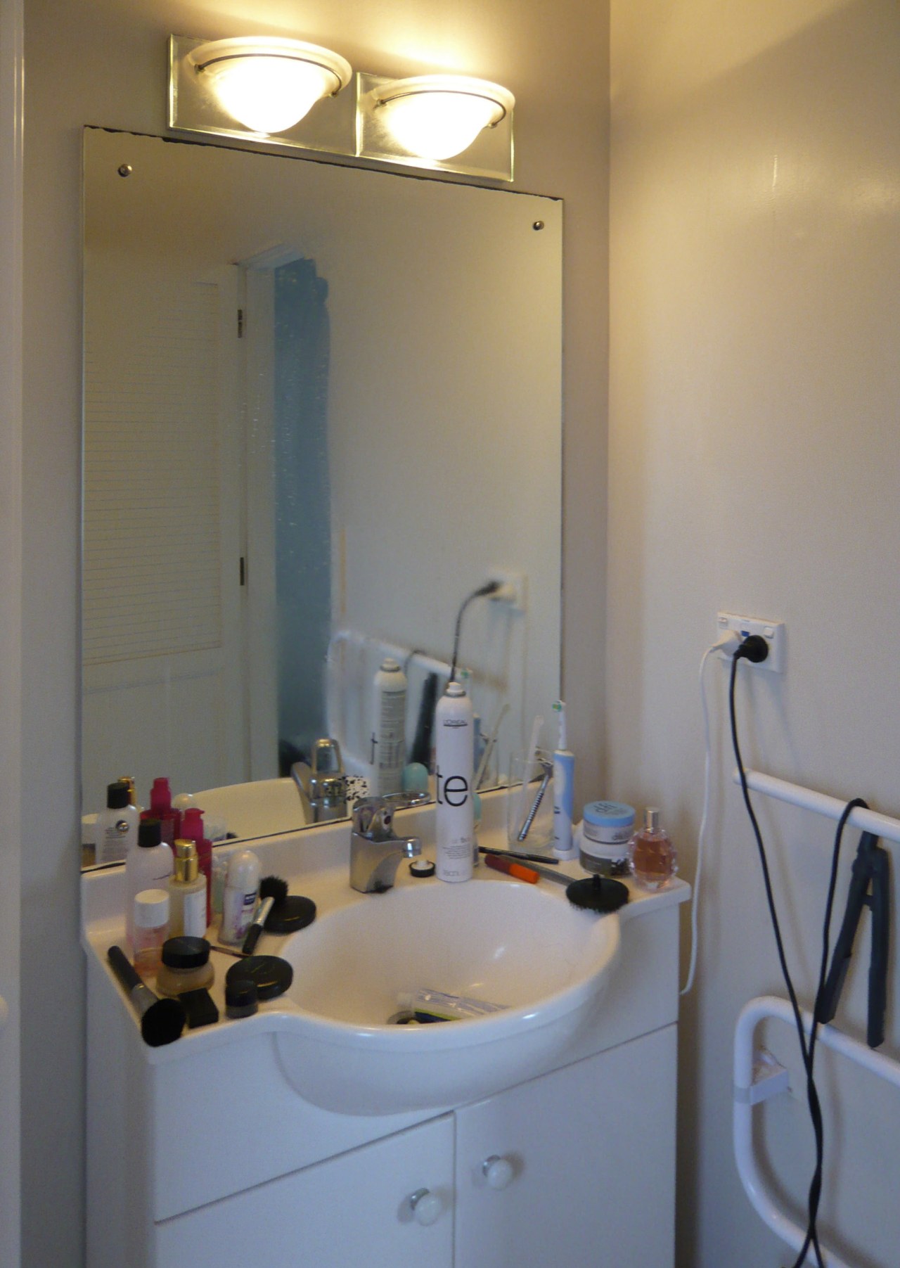 View of bathroom prior to renovations bathroom, ceiling, countertop, home, house, interior design, room, sink, gray
