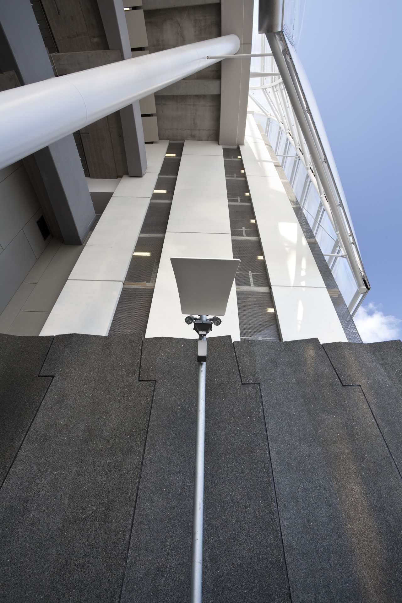 Exterior view of Eden Park which features precast angle, architecture, building, daylighting, daytime, facade, house, line, roof, sky, structure, black, gray