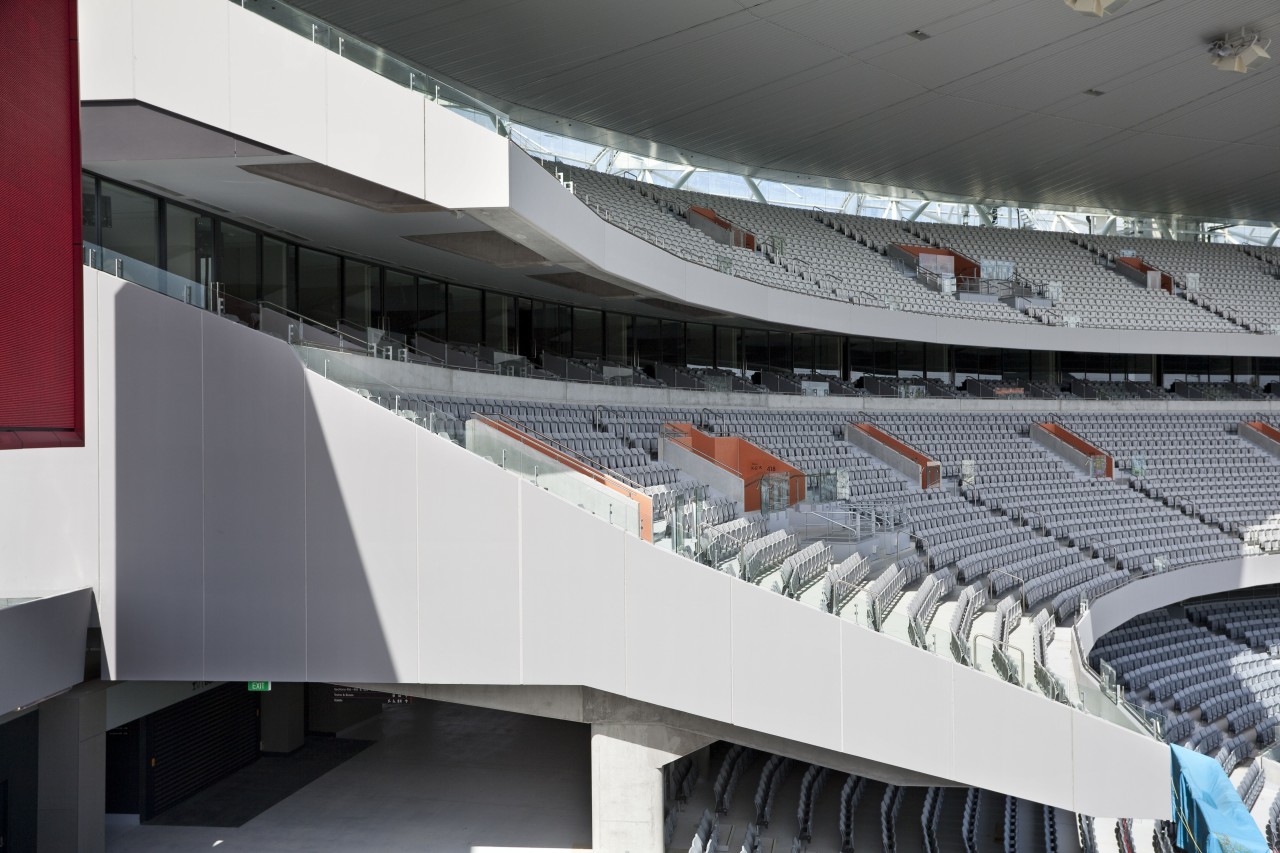 view of Eden Park which features precast concrete architecture, arena, sport venue, stadium, structure, gray, black