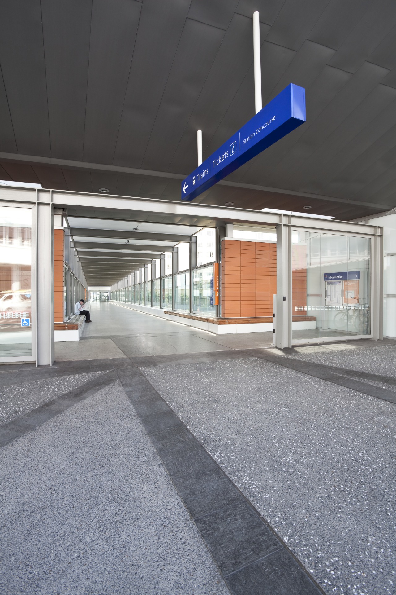 View of the corridor at the upgraded New architecture, daylighting, metropolitan area, gray, black