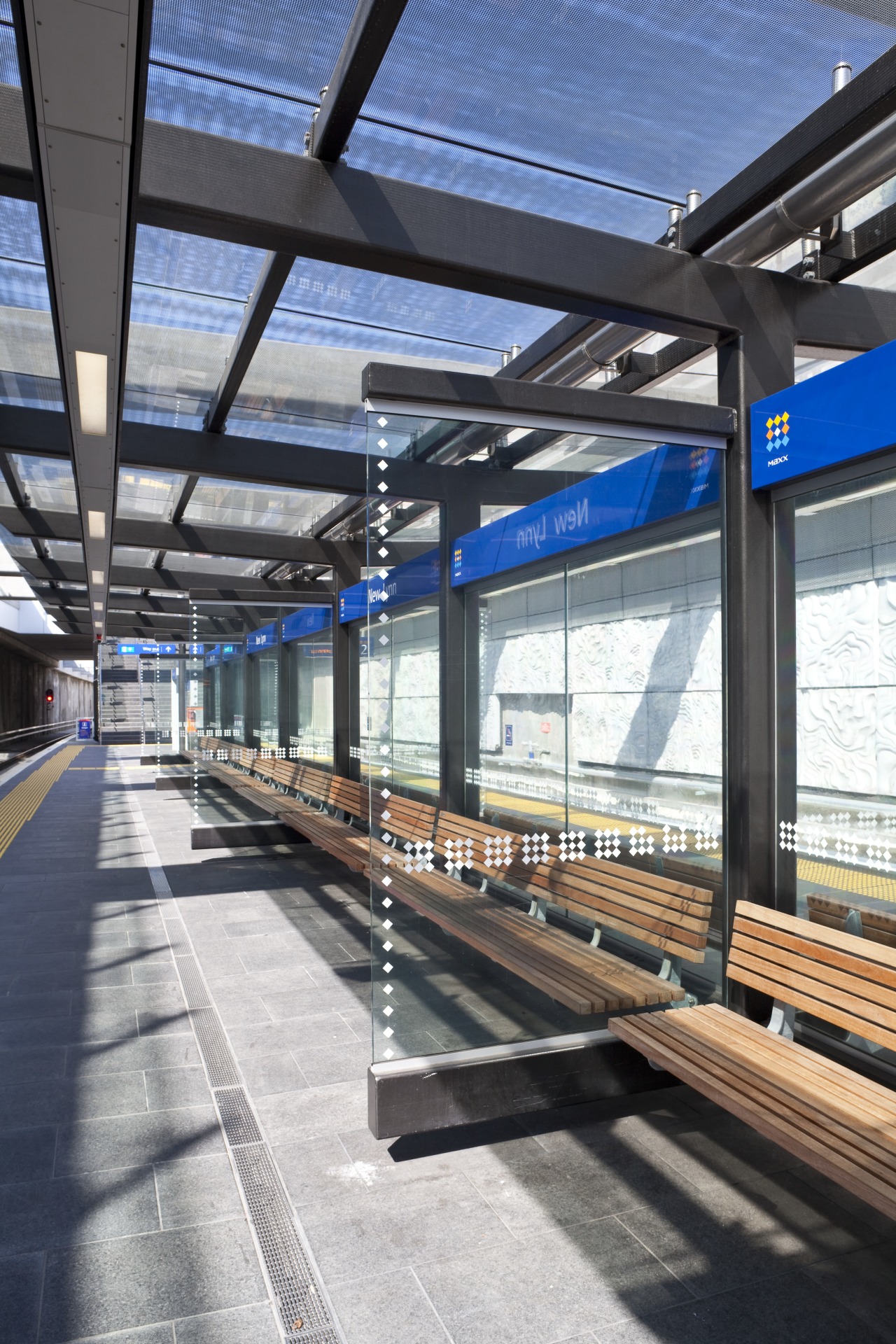 View of glass systems included in the New metropolitan area, public transport, structure, train station, transport, black