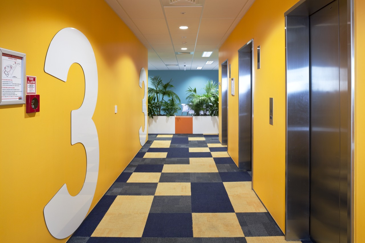 Interior view of Mercury Energy offices which features interior design, yellow, orange