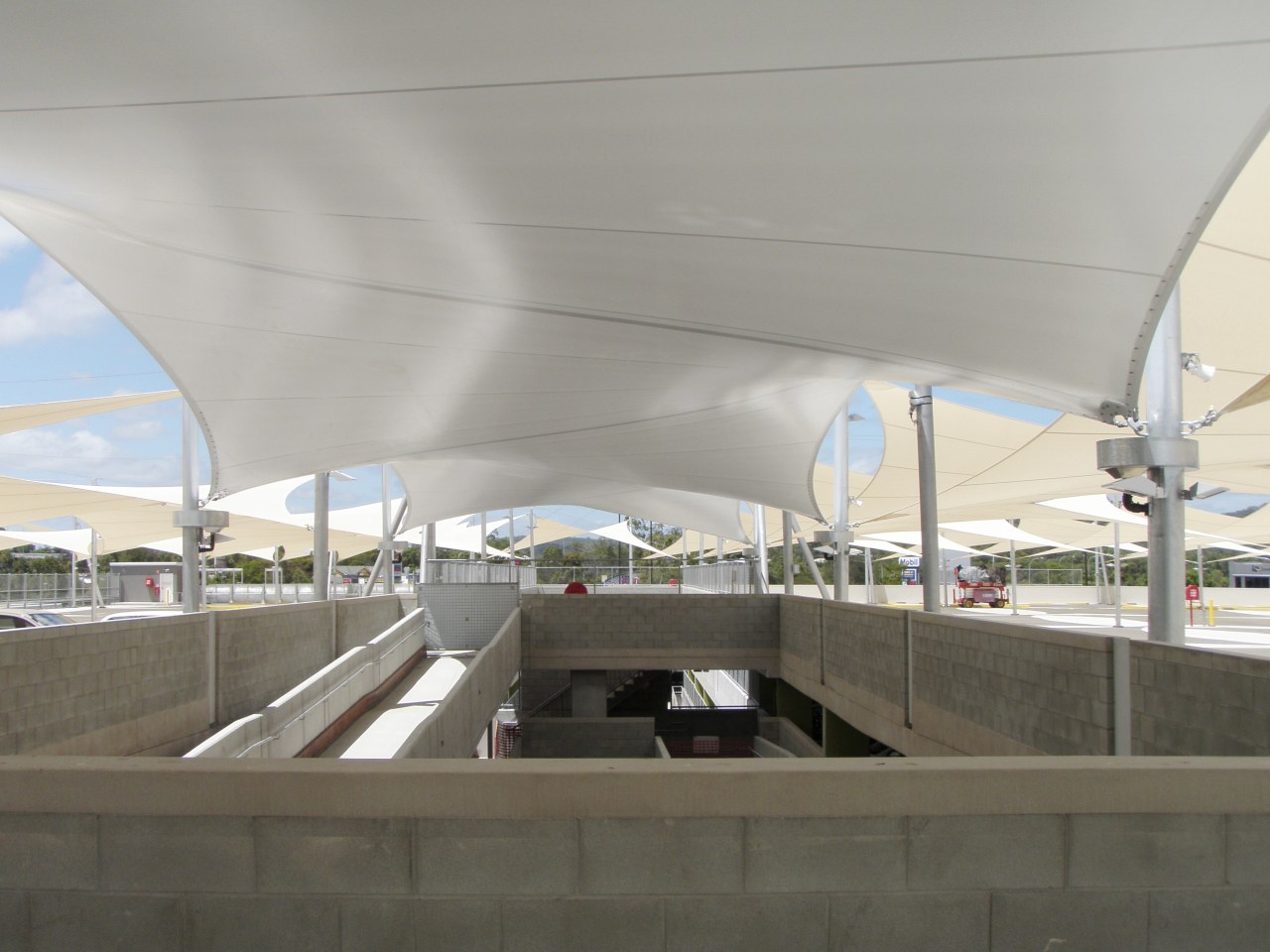 View of sails by Greenline Shade and Shelter architecture, fixed link, infrastructure, overpass, structure, gray