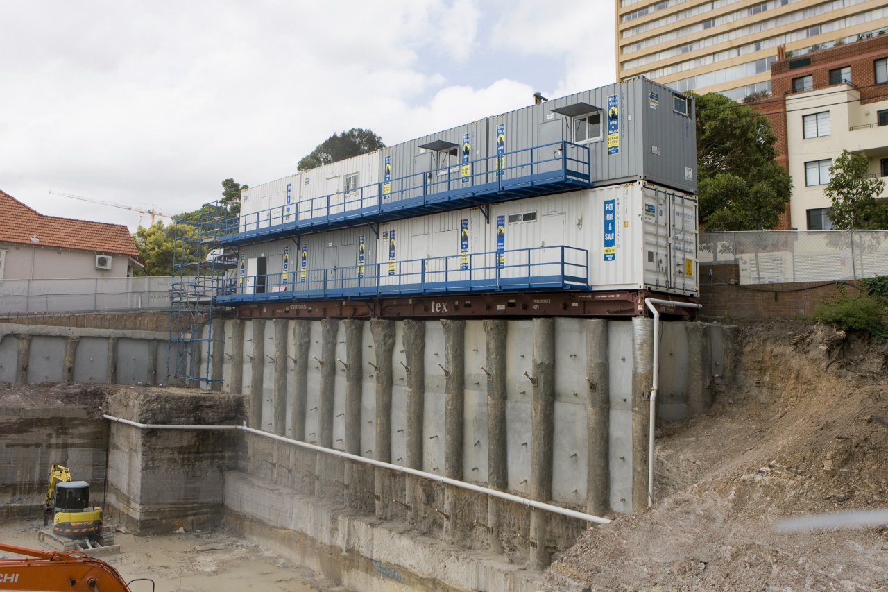 View of shipping containers from Royal Wolfe Australia. construction, real estate, gray