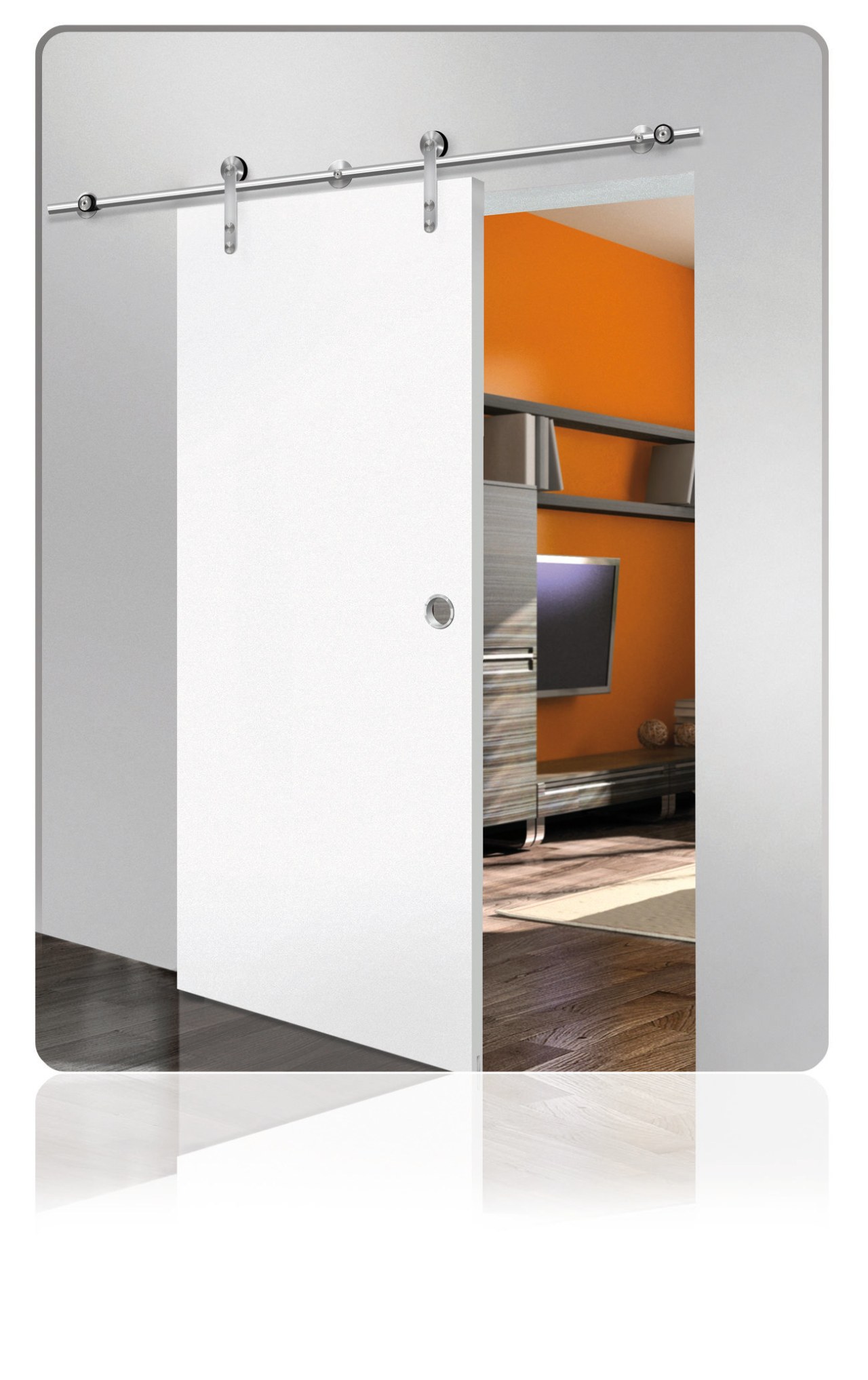 View of sliding doors from Amba Products. door, product, product design, sliding door, white