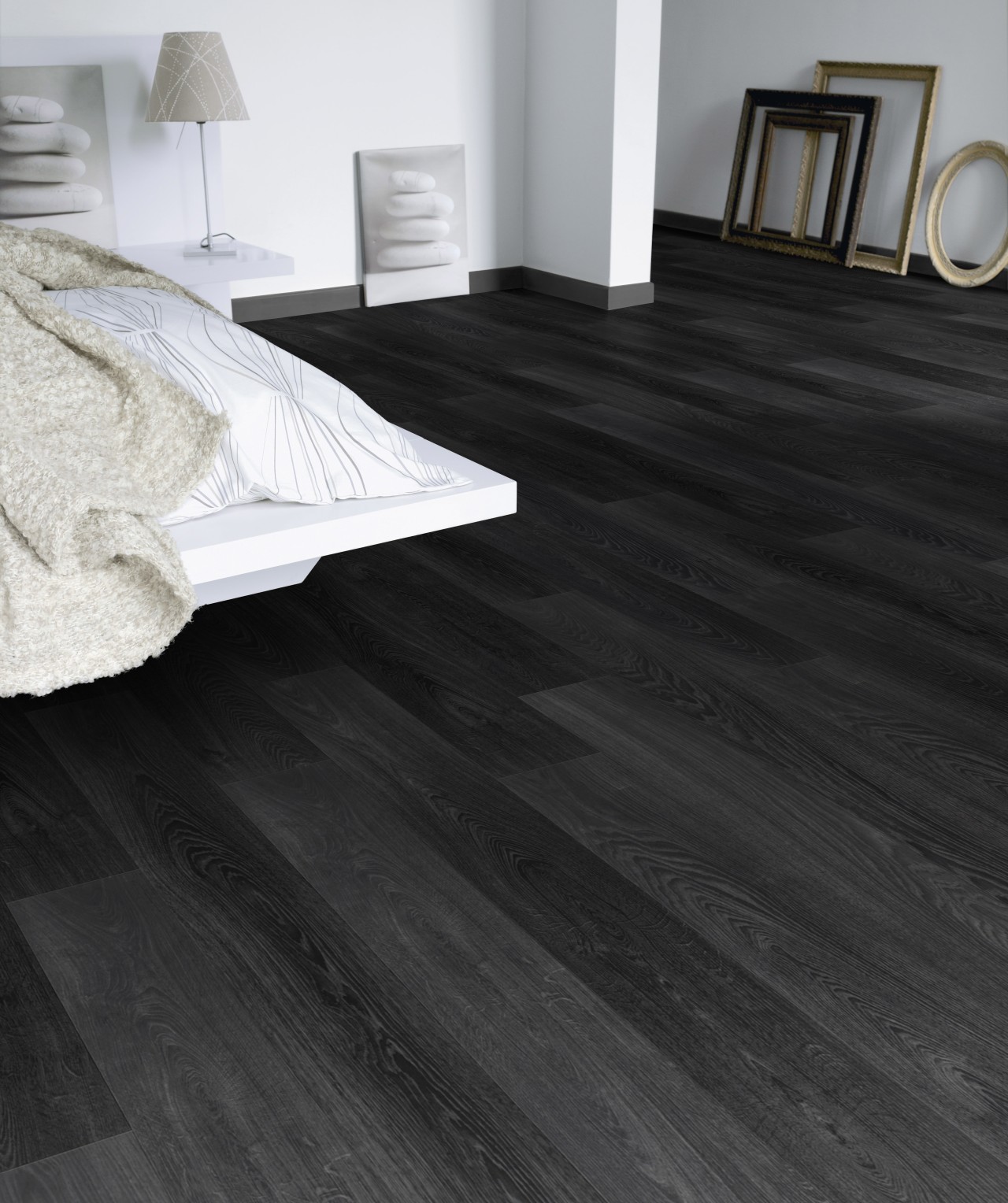 View of laminate flooring from Tarkett Australia. black and white, floor, flooring, hardwood, interior design, laminate flooring, tile, wood, wood flooring, wood stain, black