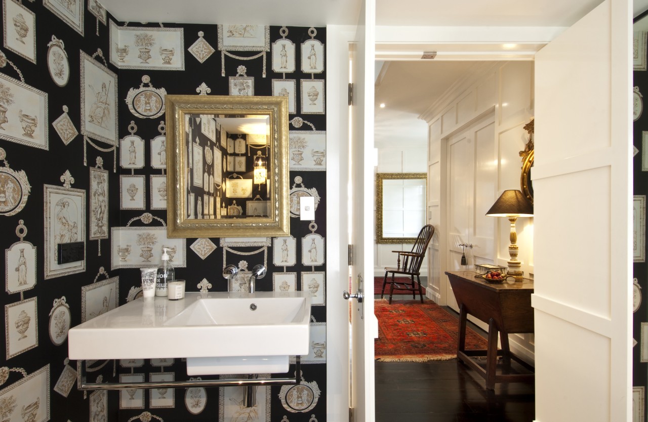 Interior view of traditional style home with white dining room, furniture, home, interior design, room, white