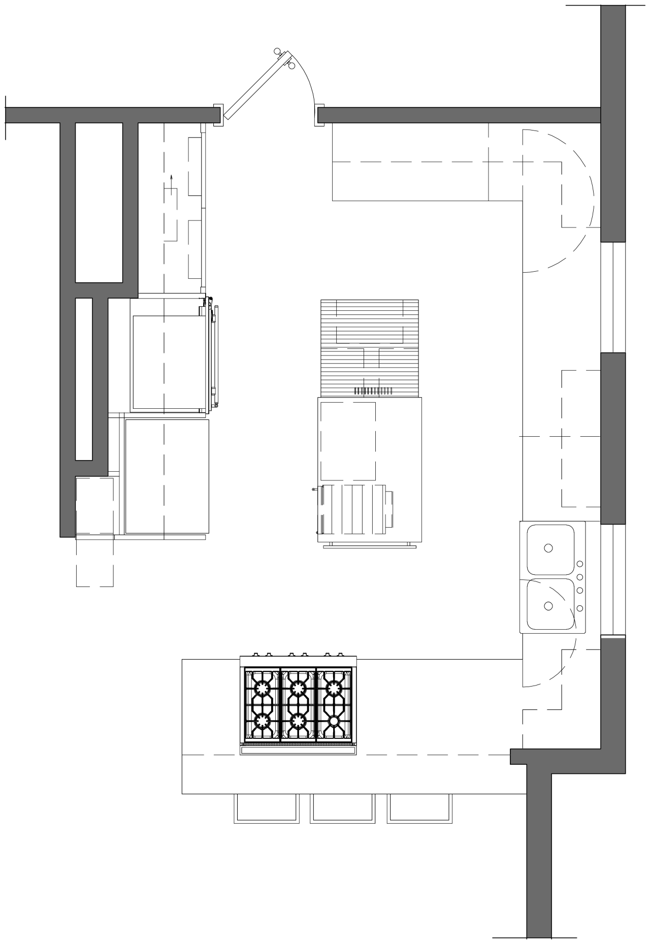 View of remodeled kitchen with rainforest green marble angle, architecture, area, black and white, design, diagram, drawing, floor plan, font, furniture, line, plan, product, product design, square, structure, text, white