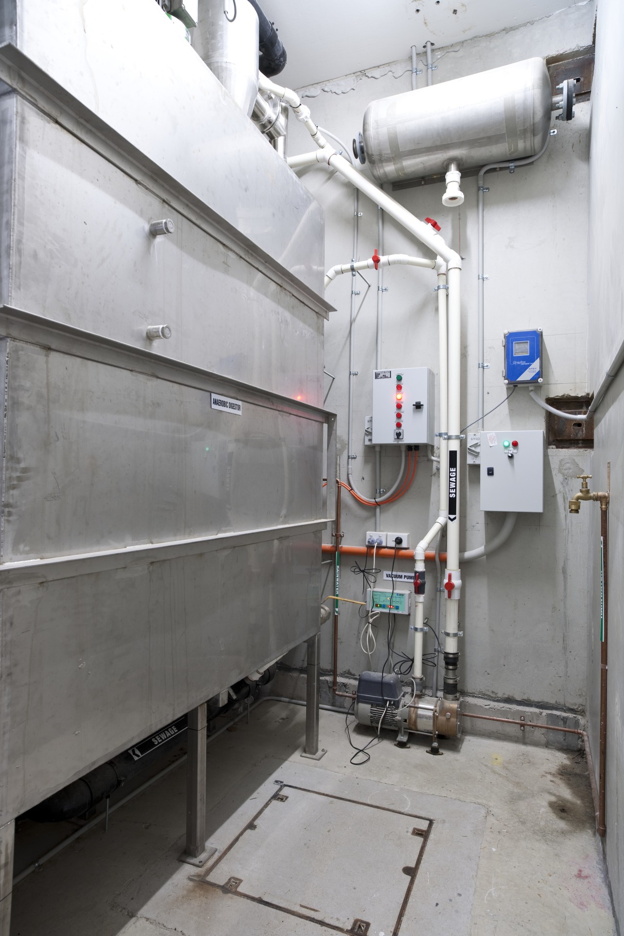 View of hydraulic package for the Pixel Building. industry, machine, gray, white