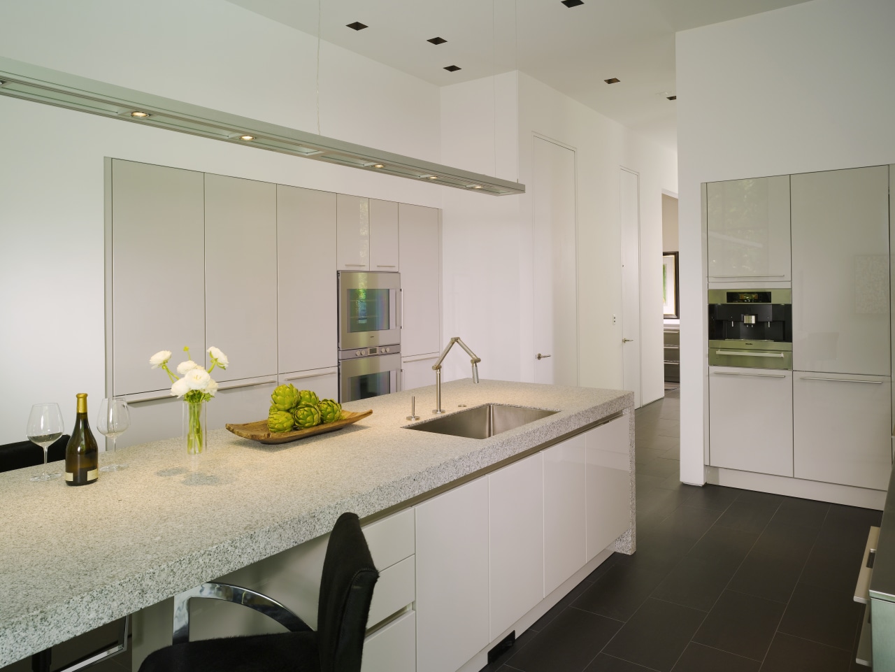 View of white home kitchen. architecture, countertop, interior design, kitchen, real estate, room, gray