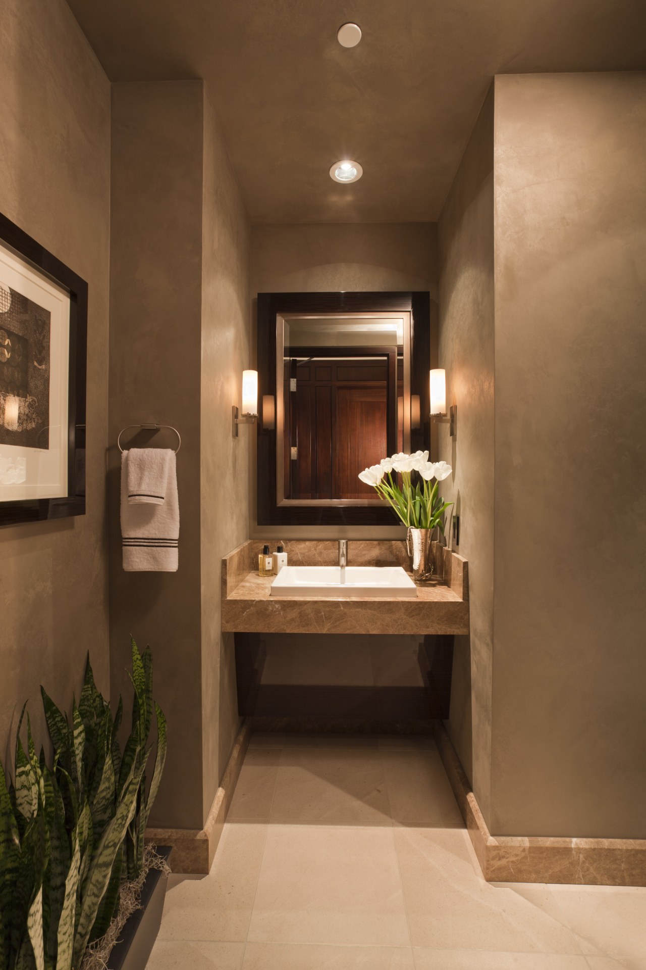 View of basin. bathroom, ceiling, floor, flooring, home, interior design, room, brown