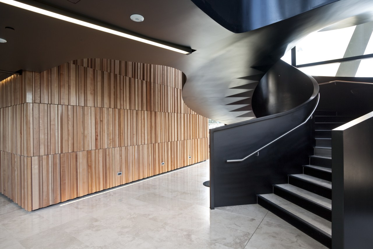 View of staircase in the Novotel Auckland Airport architecture, floor, furniture, interior design, product design, stairs