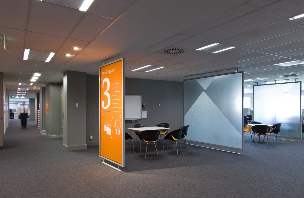 The Vogel building in Wellington's parliamentary district, refurbished ceiling, interior design, office, gray