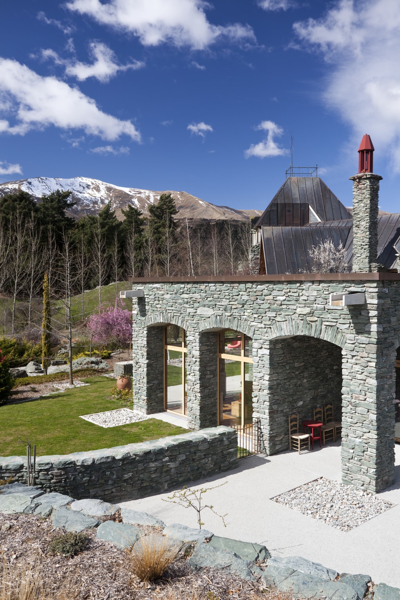 This home in Queenstown was renovated by architect cottage, home, house, landscape, real estate, sky, gray