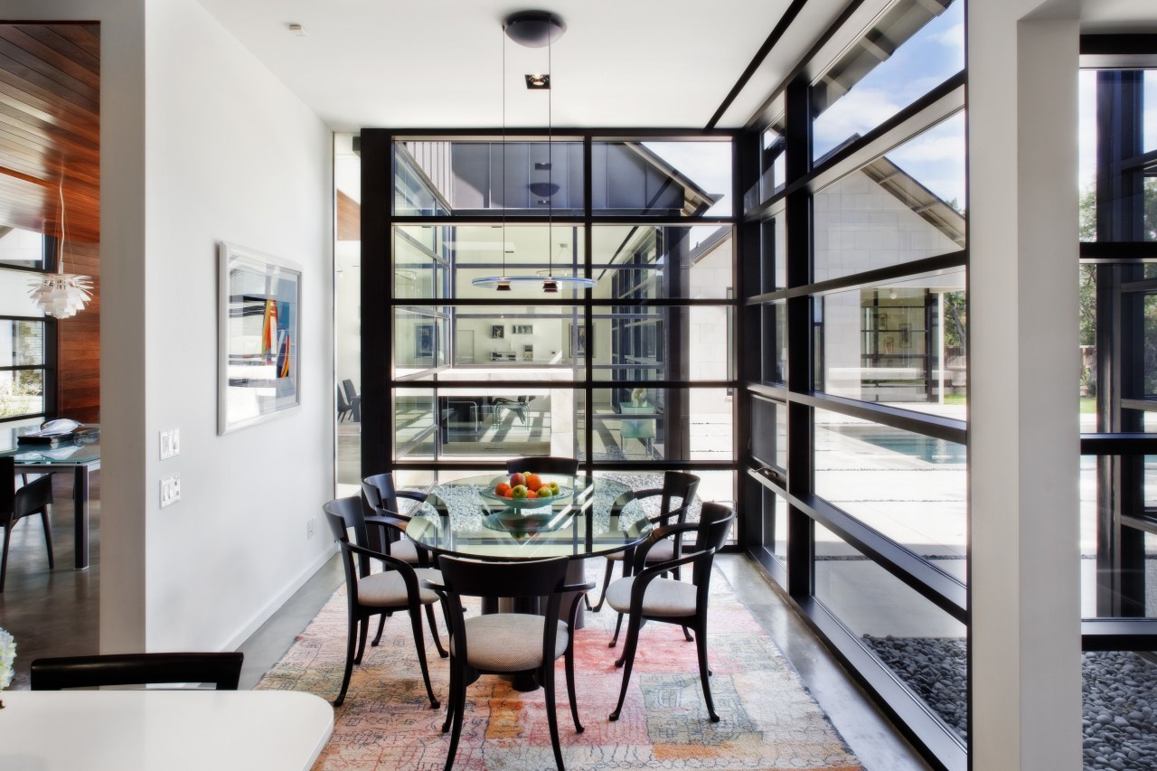 light-filled rooms and white walls. Floor-to-ceiling windows let interior design, window, white