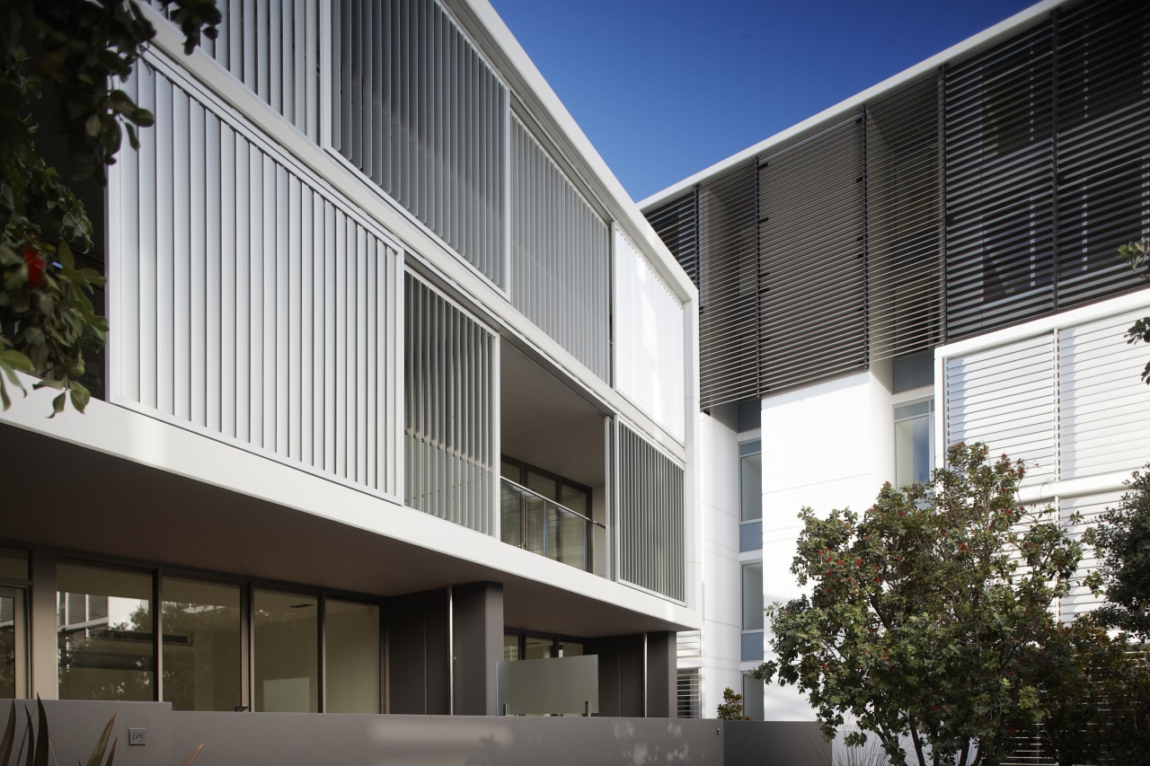 This precinct was developed by Mirvac. Here is apartment, architecture, building, commercial building, condominium, corporate headquarters, elevation, facade, home, house, mixed use, property, real estate, residential area, siding, window, black