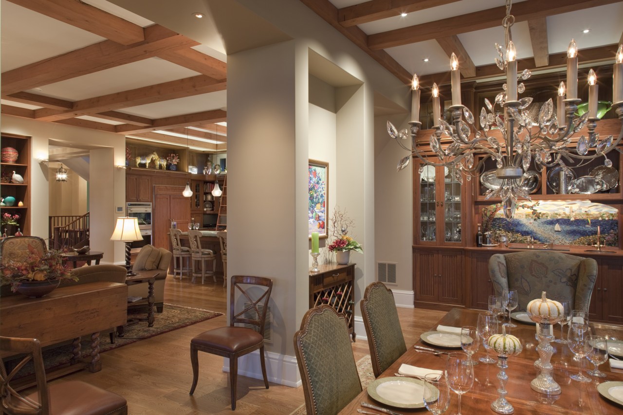 View of dining area with set table and café, dining room, interior design, living room, lobby, restaurant, brown