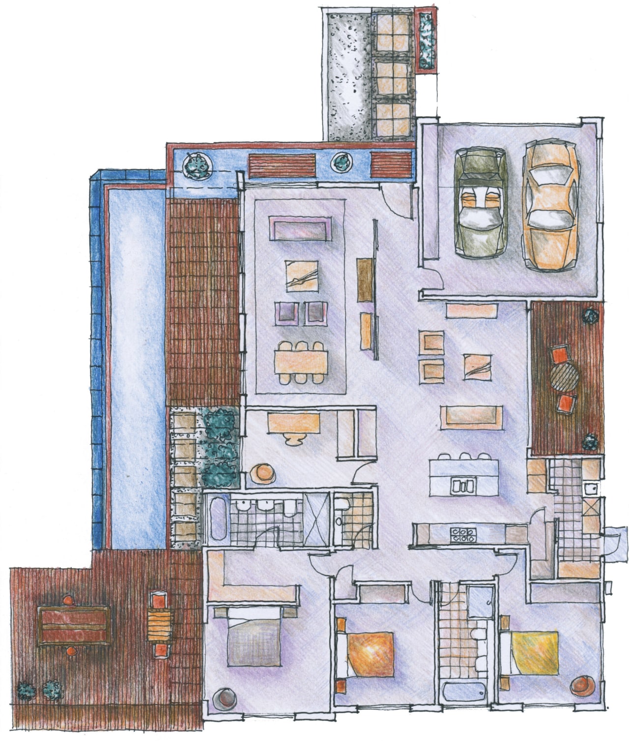 This home was designed by Jorgen Frandsen of elevation, floor plan, home, plan, product design, real estate, white