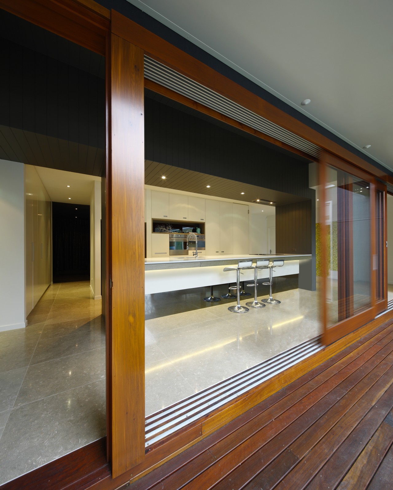 The island in this new kitchen is enclosed architecture, door, glass, interior design, window, brown, gray