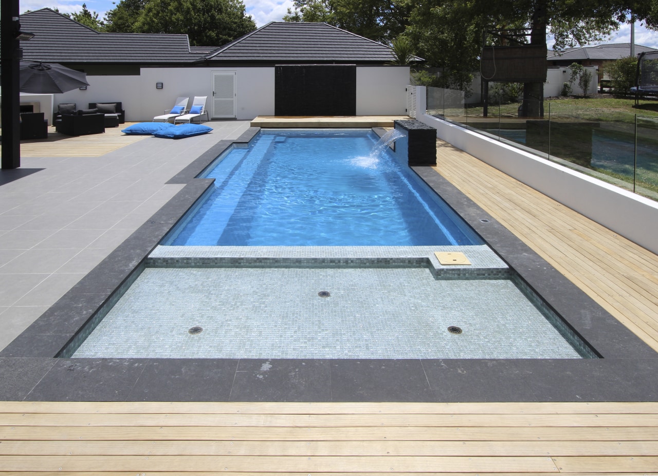 Shallow area of pool composite material, daylighting, leisure, pool, property, swimming pool, water, wood, gray