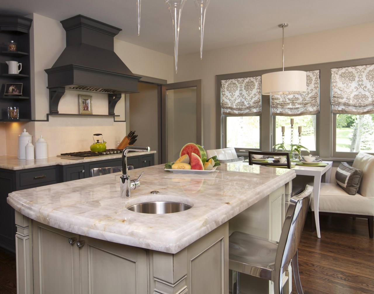 This kitchen was designed by Susan Brunstrum, Sweet countertop, interior design, kitchen, room, gray