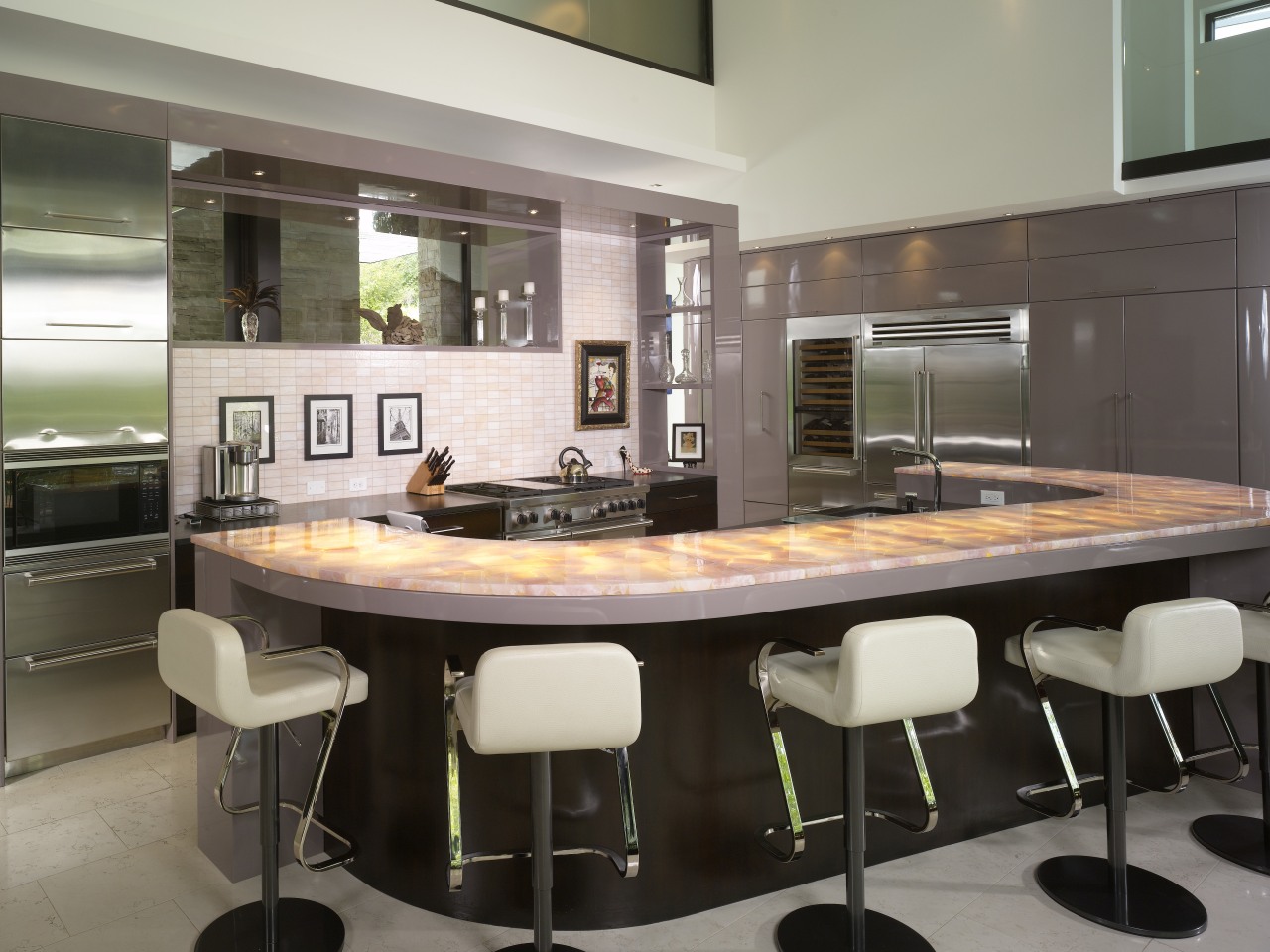 Close up of the kitchen area. countertop, interior design, kitchen, table, gray, black