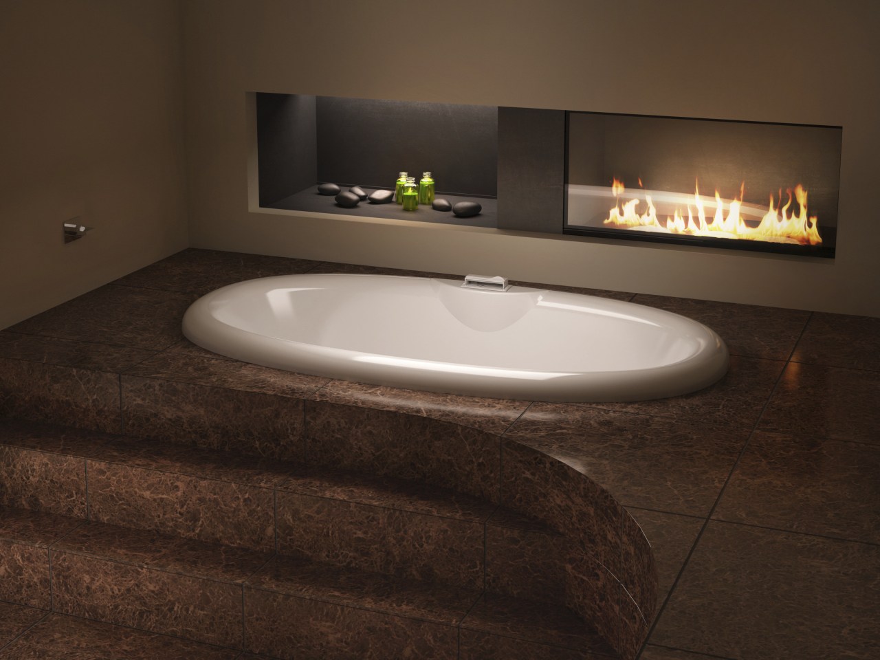 BainUltra ThermaSens therapeutic bath. Slipping into the bathroom sink, bathtub, floor, flooring, interior design, plumbing fixture, sink, tile, brown