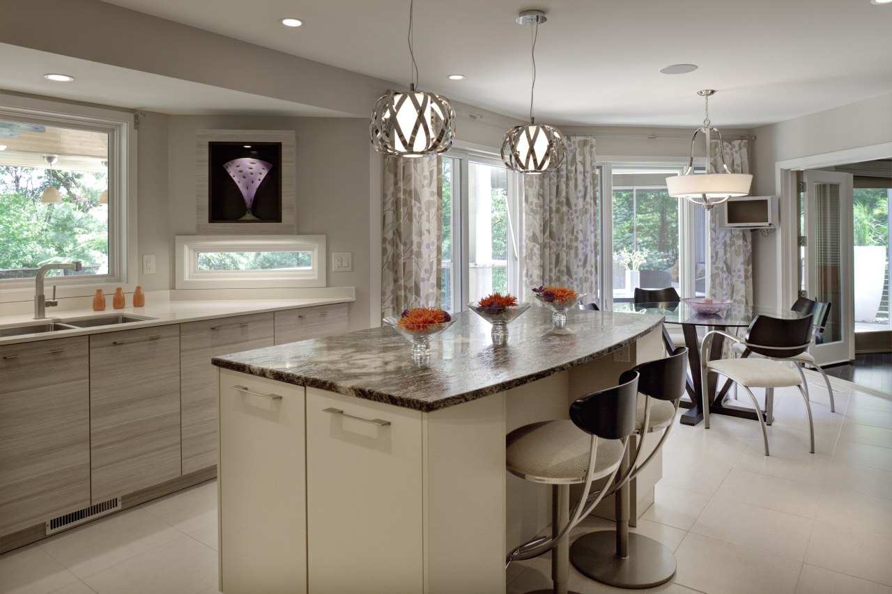 This new kitchen, designed by Jean-Claude Desjardins of cabinetry, countertop, cuisine classique, interior design, kitchen, real estate, room, gray, brown