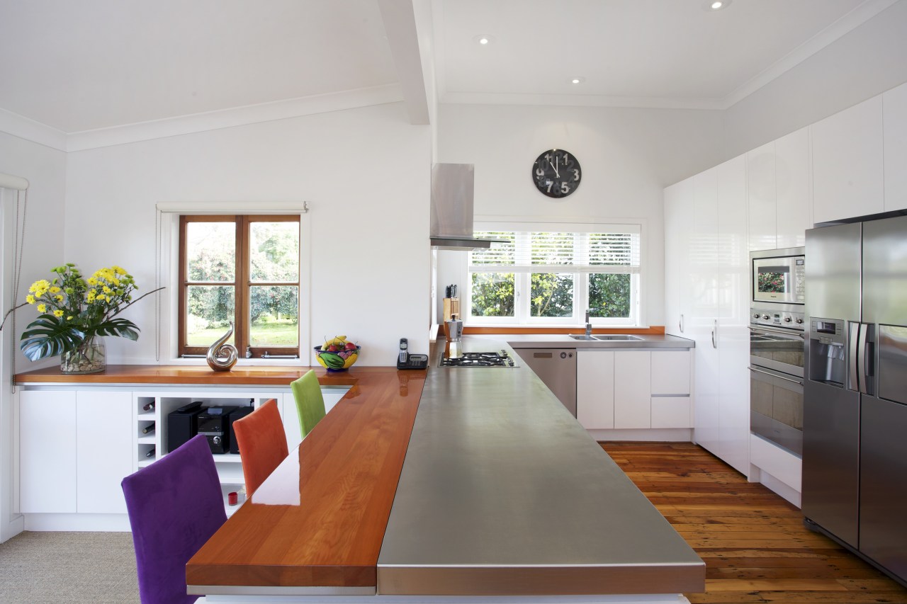 This clean-lined kitchen is by  RH Cabinetmakers architecture, countertop, floor, house, interior design, kitchen, real estate, room, gray