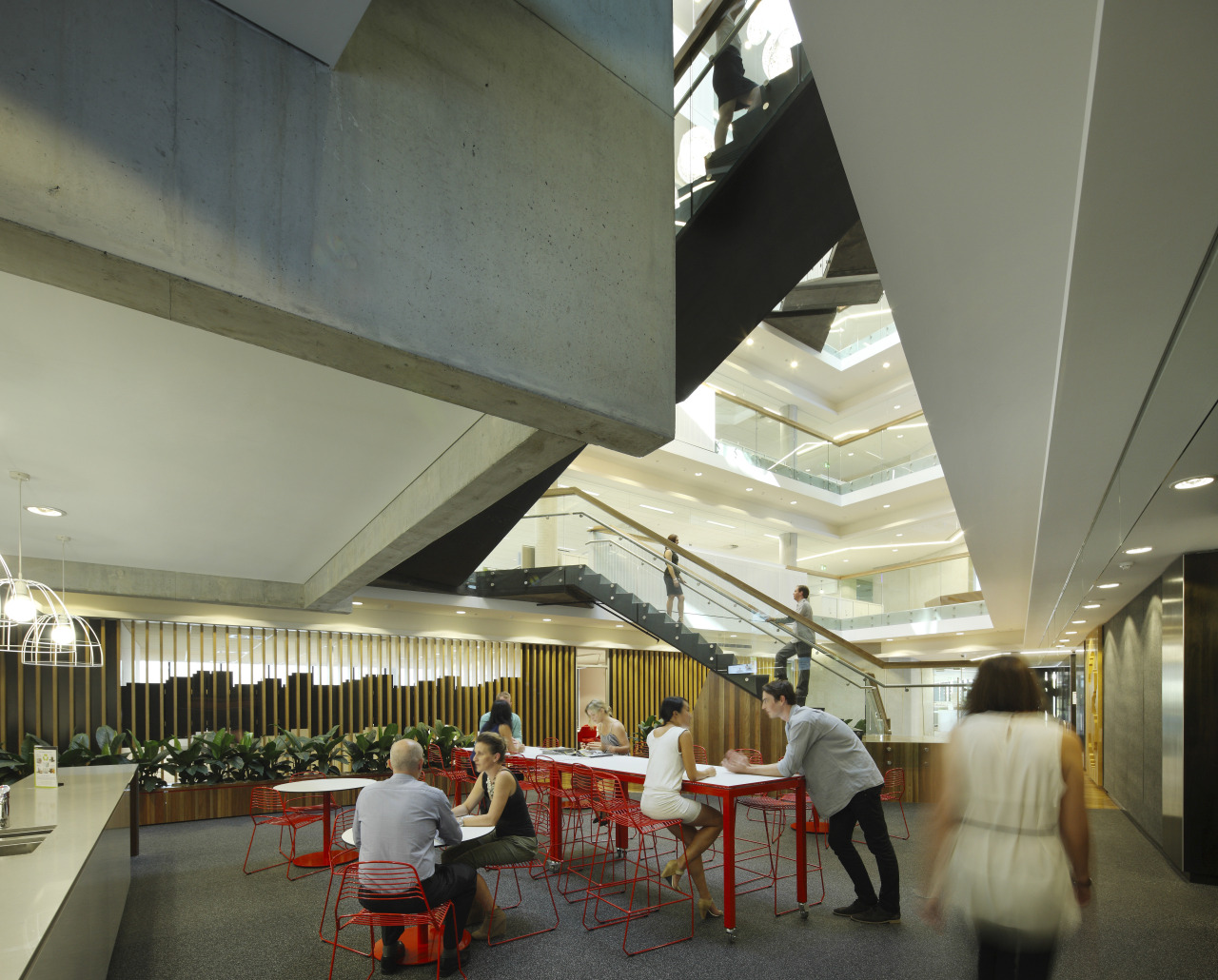 Energex office fit-out by Arkhefield architecture, ceiling, daylighting, interior design, lobby, gray