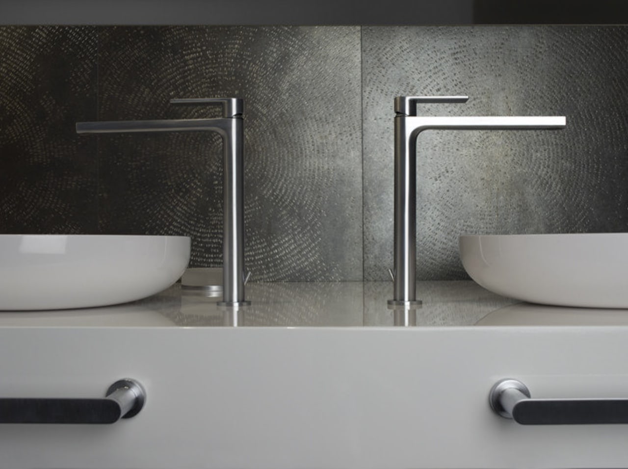 Via Manzoni faucet from the Emporio Gessi collection bathroom, bathroom sink, plumbing fixture, product design, sink, tap, gray, black