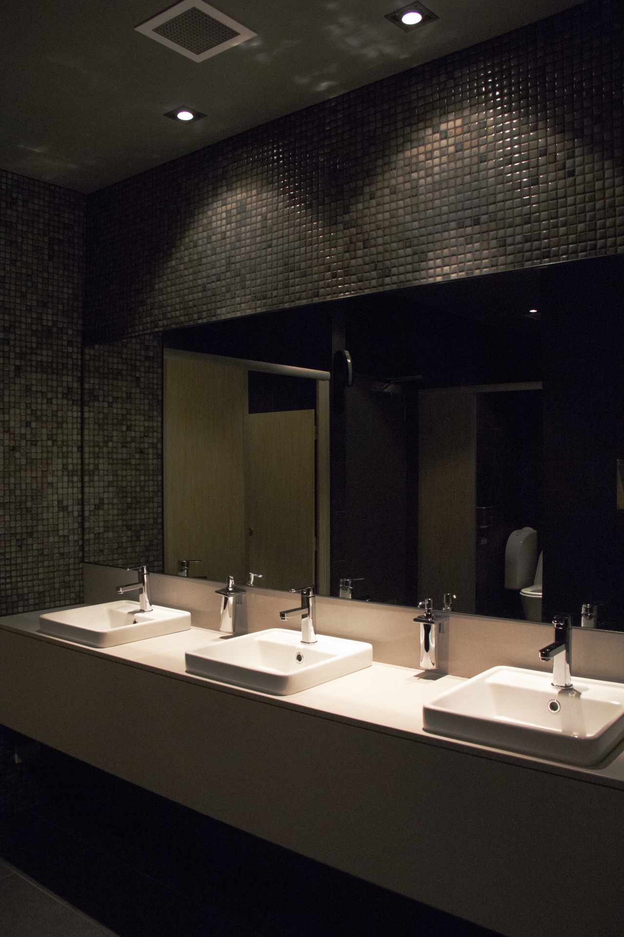 The Caroma Carboni II inset basin with overflow architecture, bathroom, ceiling, countertop, glass, interior design, light fixture, lighting, sink, black