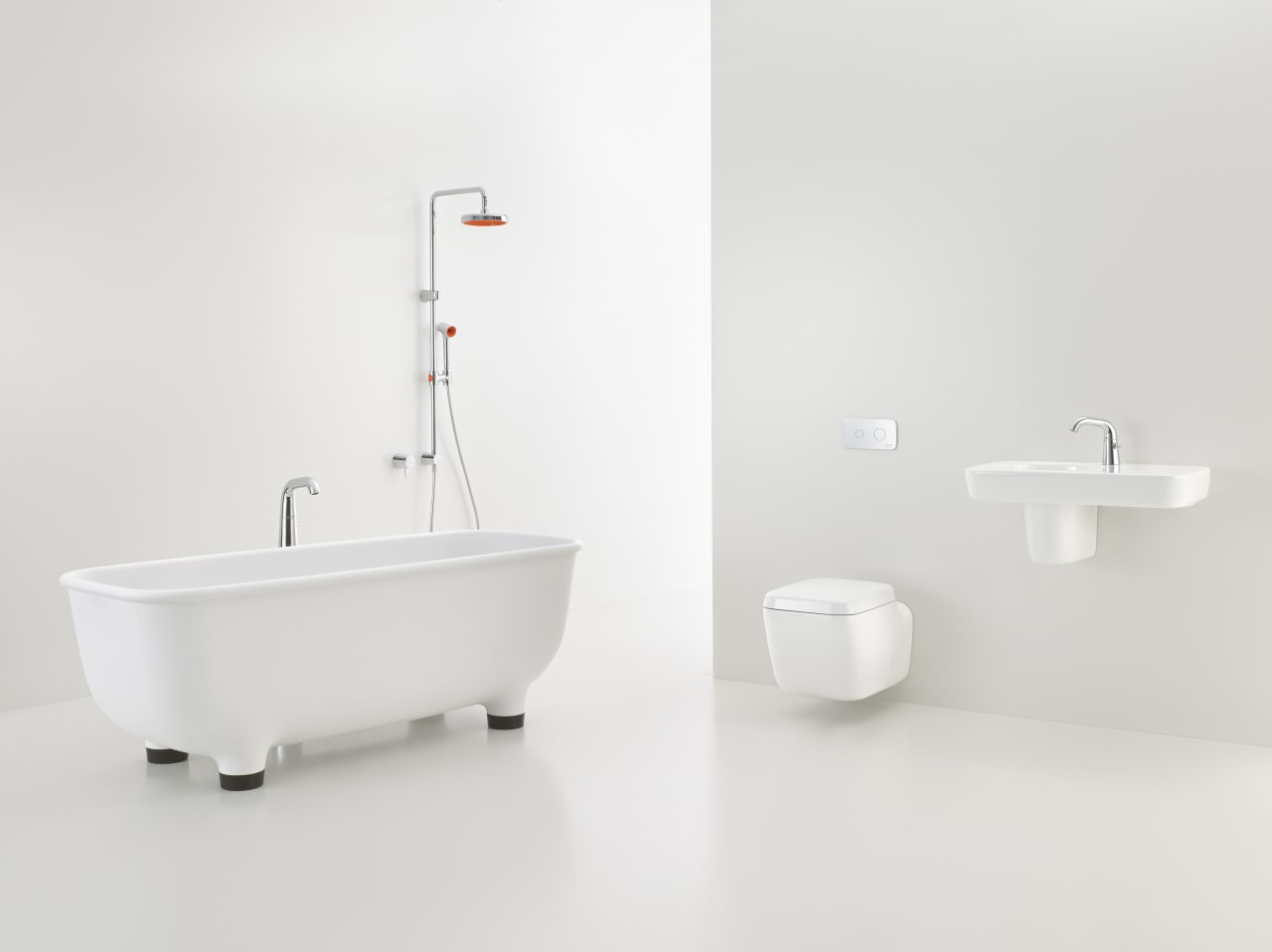 Caroma Marc Newson Collection bathroom, bathroom sink, bidet, ceramic, plumbing fixture, product, product design, tap, toilet seat, white