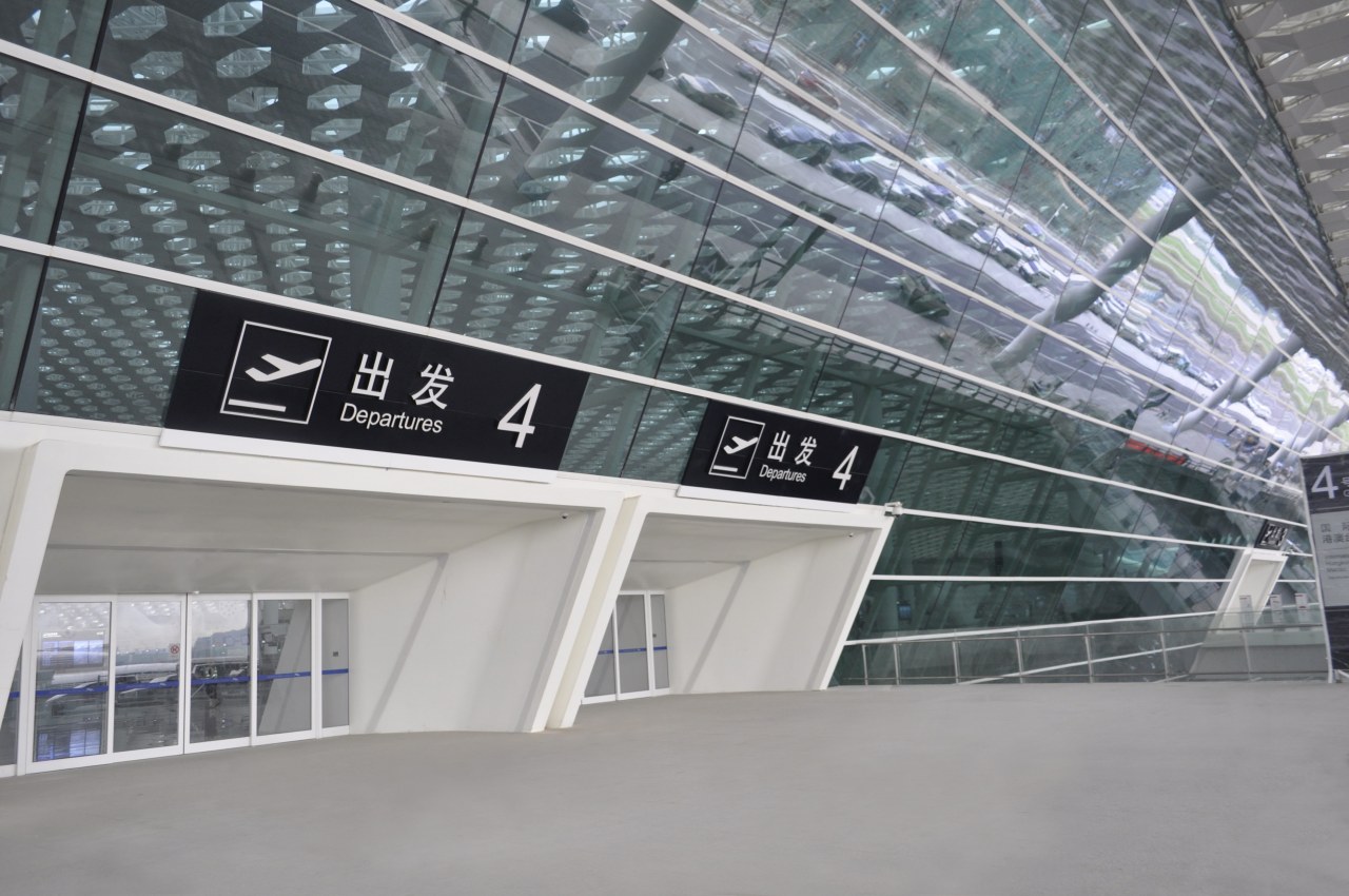 Upon reflection  at Shenzhen BaoAn International Airport airport terminal, architecture, building, daylighting, glass, infrastructure, metropolitan area, structure, gray